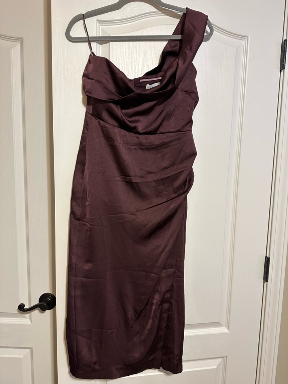 Astr One-Shoulder Draped brown Dress brand new with tags